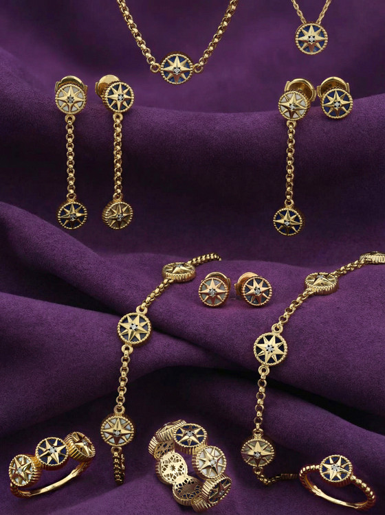 Колье из лимонного золота c бриллиантами, лазуритом и перламутром