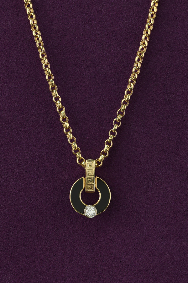 Колье из лимонного золота c бриллиантами и ониксом