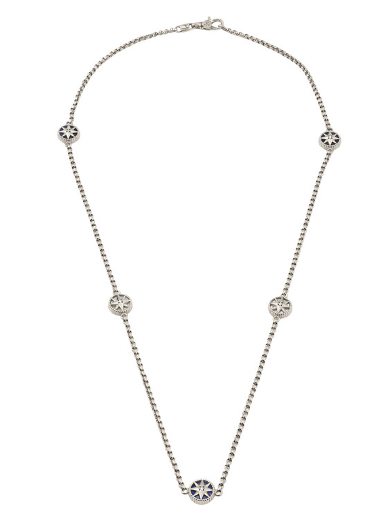 Колье из белого золота c бриллиантами, лазуритом и перламутром