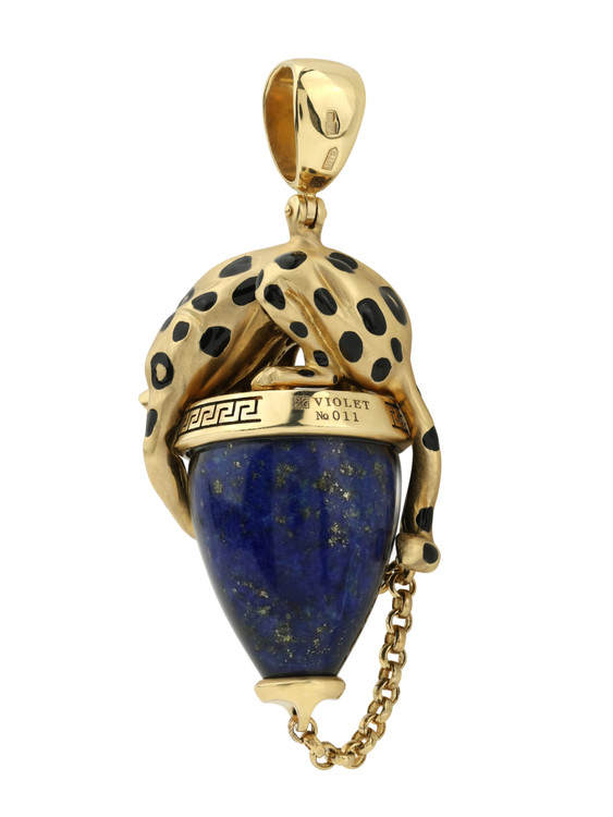 Подвеска из лимонного золота c эмалью и лазуритом
