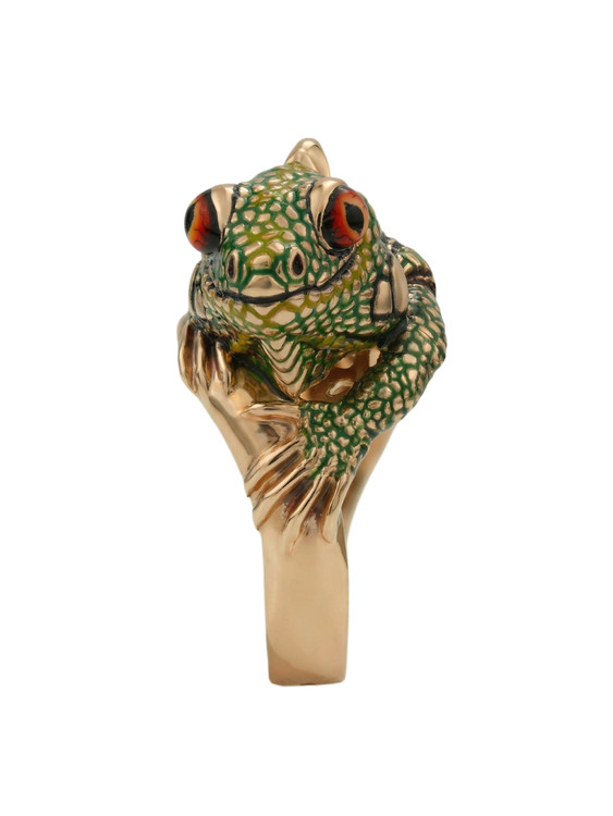 Кольцо из золота c эмалью и рубином