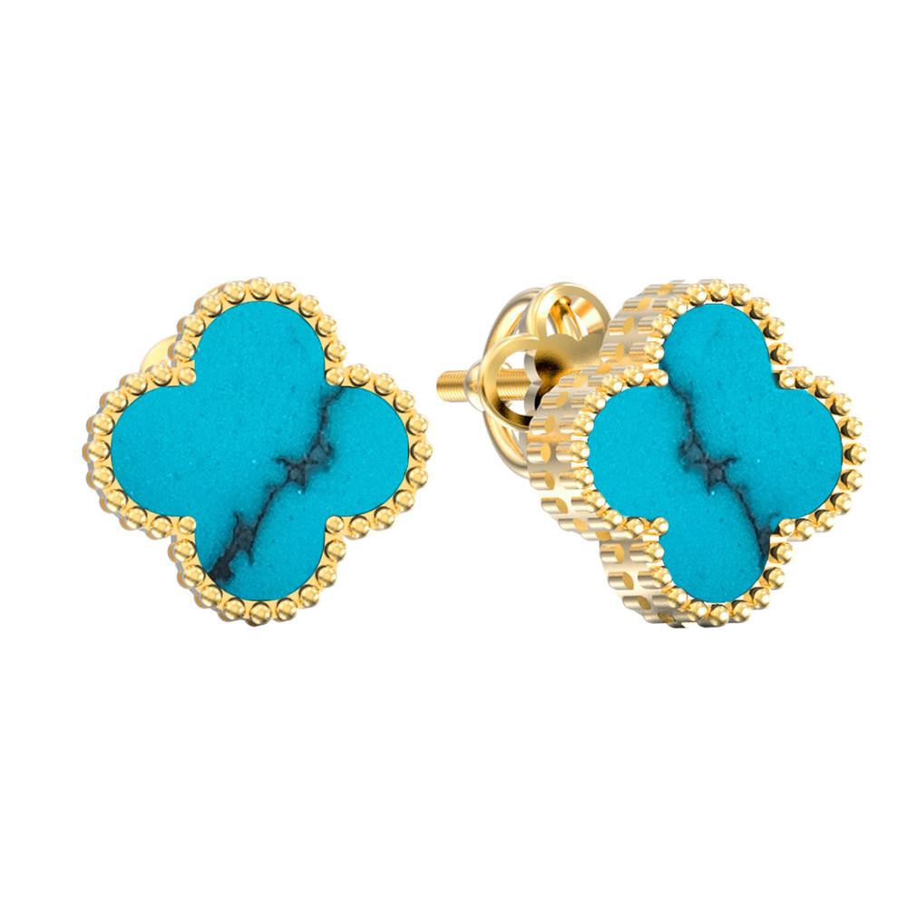 Серьги из лимонного золота c бирюзой