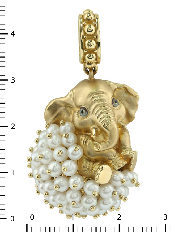 Подвеска из лимонного золота c эмалью и жемчугом