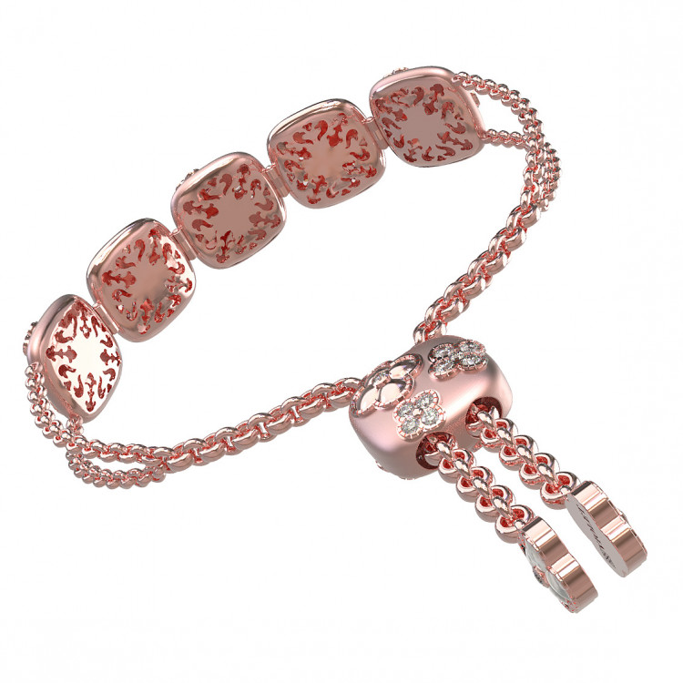 Браслет из розового золота c бриллиантами и перламутром