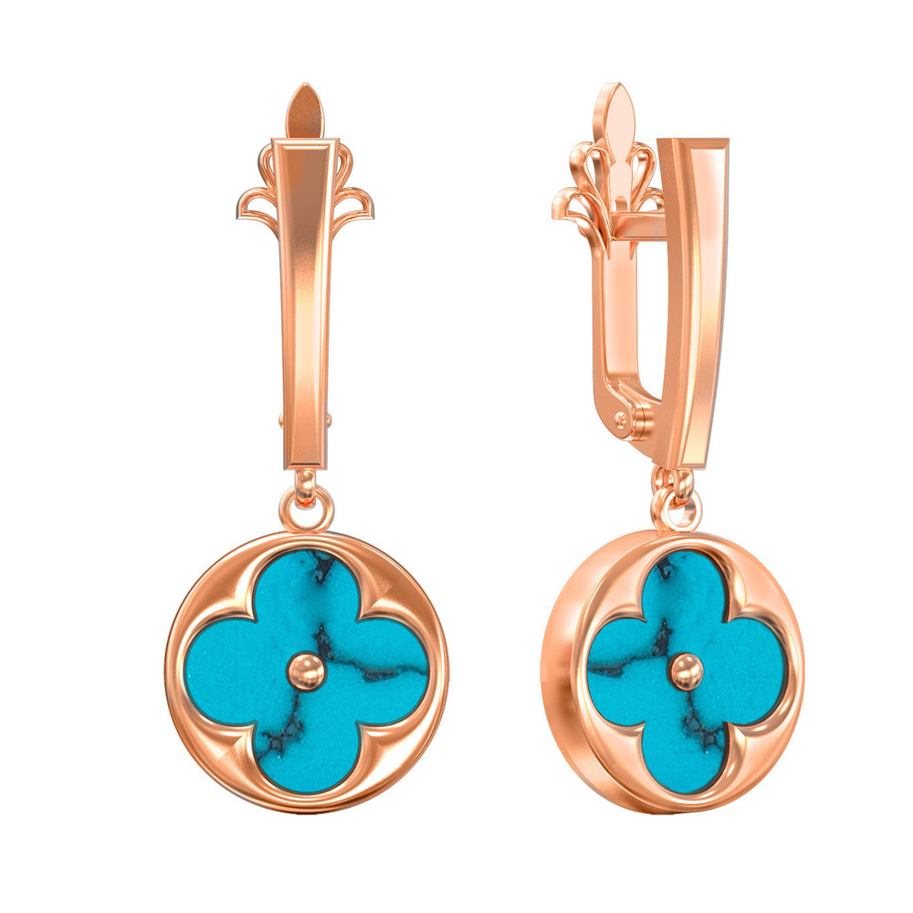 Серьги из золота c бирюзой