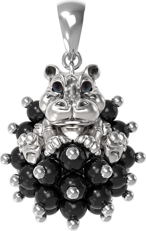 Подвеска из белого золота c эмалью и ониксом