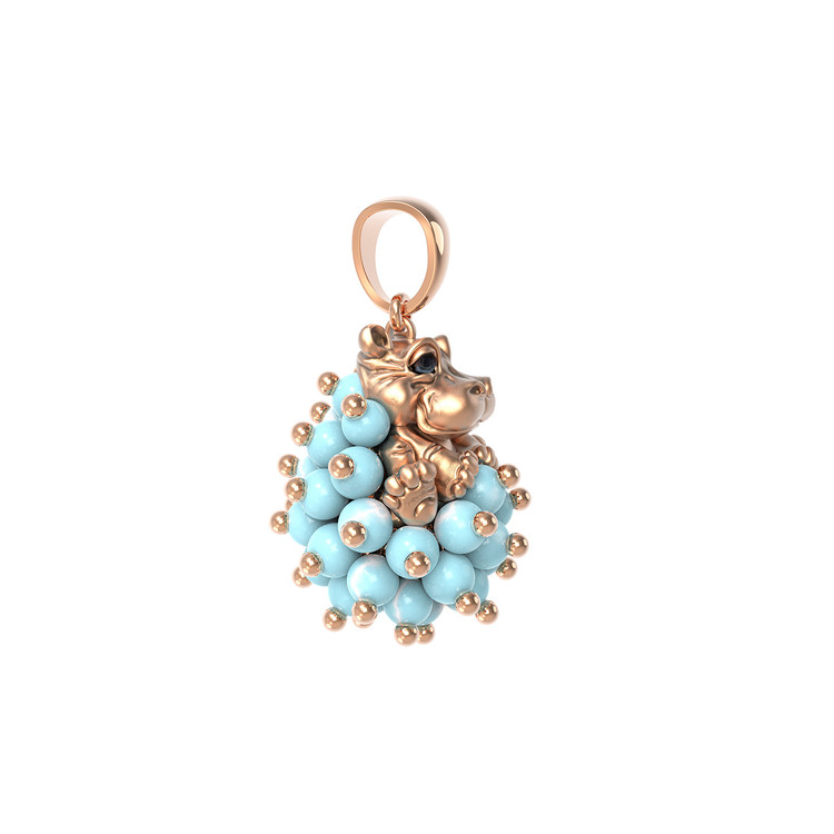 Подвеска из золота c эмалью и бирюзой