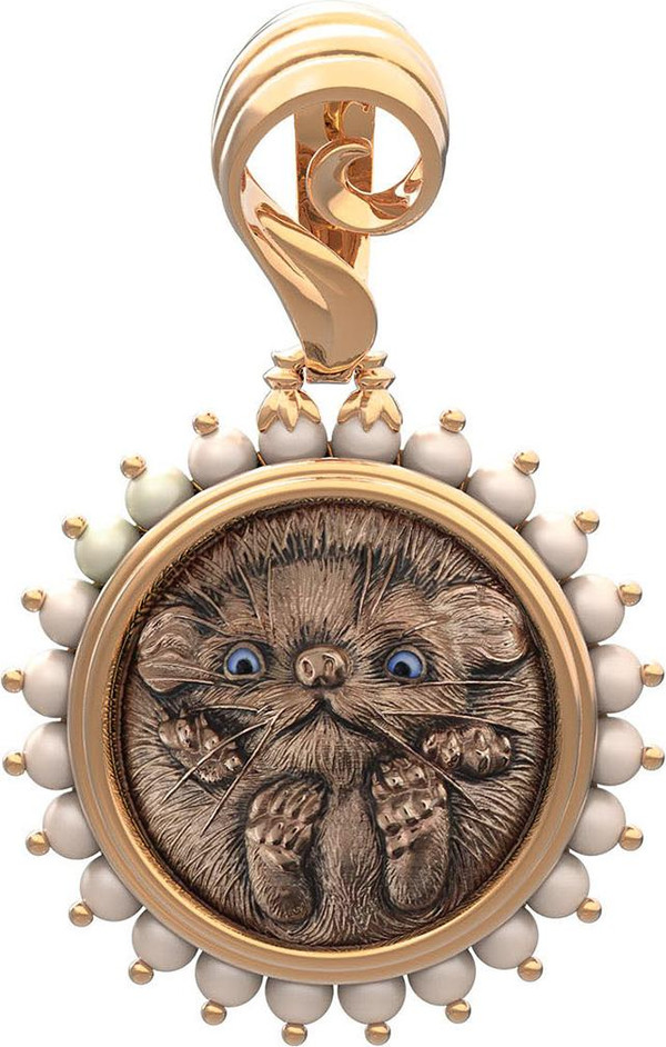 Подвеска из золота c эмалью и жемчугом