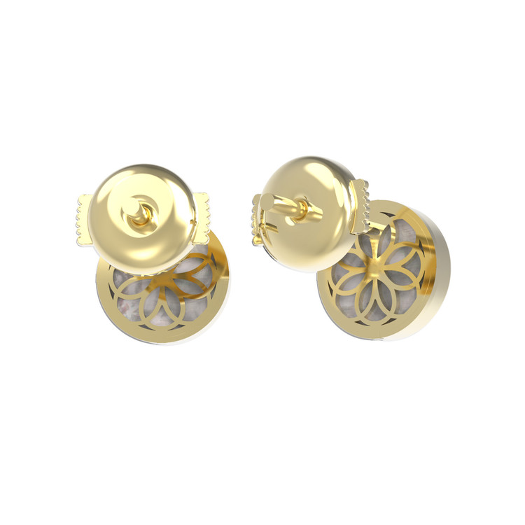 Серьги из лимонного золота c бриллиантами и перламутром