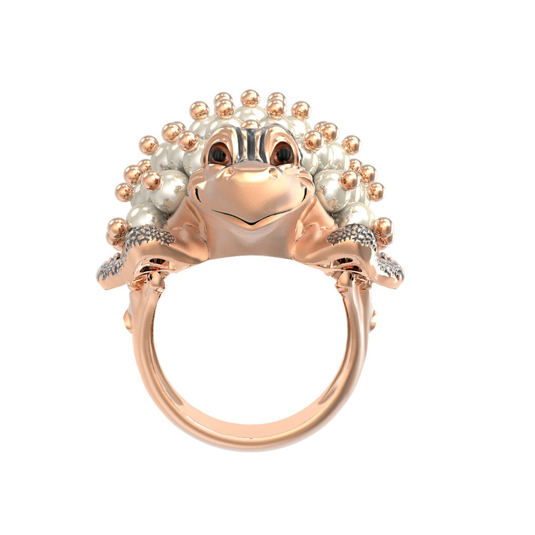 Кольцо из золота c эмалью и жемчугом