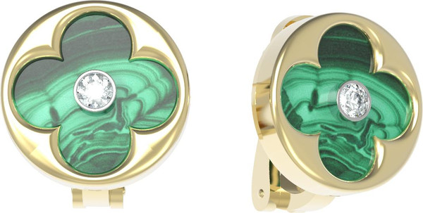 Серьги из лимонного золота c бриллиантами и малахитом
