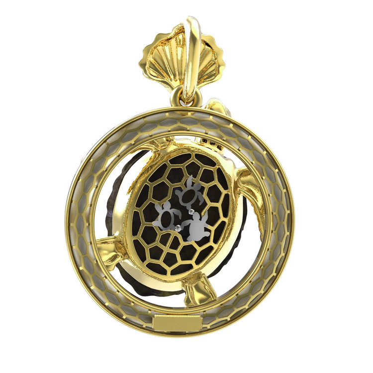 Подвеска из лимонного золота c эмалью и железным деревом