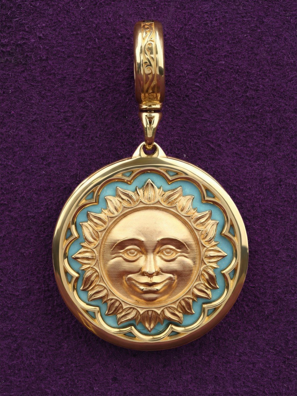 Подвеска из лимонного золота c бирюзой