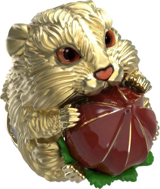 Кольцо из лимонного золота c эмалью