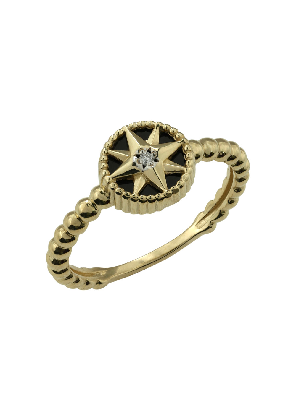 Кольцо из лимонного золота c бриллиантами и ониксом