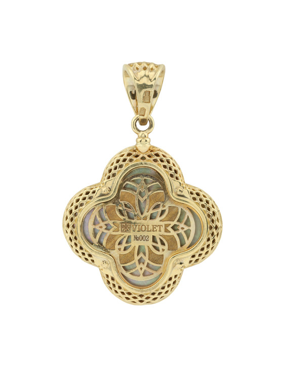 Подвеска из лимонного золота c эмалью и перламутром