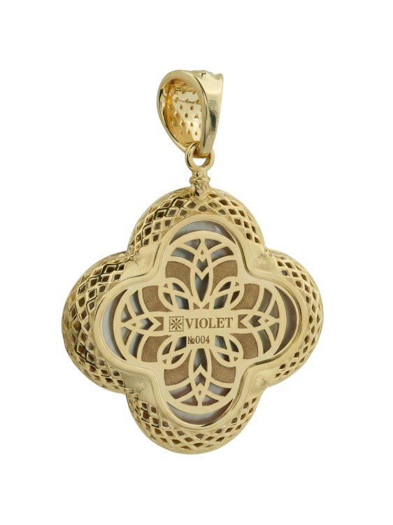 Подвеска из лимонного золота c эмалью и перламутром