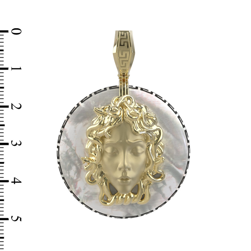 Подвеска из лимонного золота c эмалью и перламутром