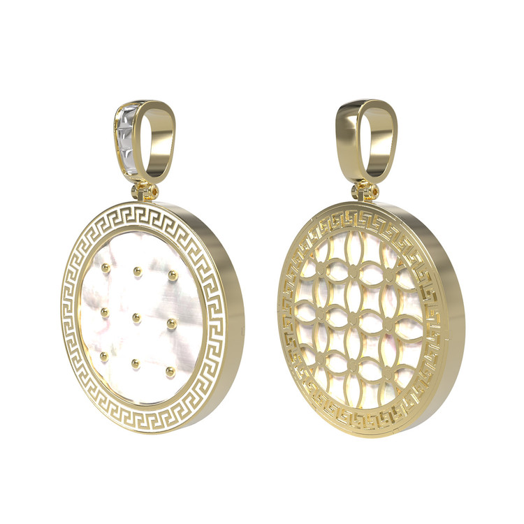 Подвеска из лимонного золота c эмалью и перламутром