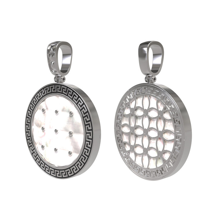 Подвеска из белого золота c эмалью и перламутром