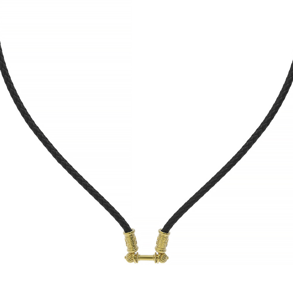 Гайтан из лимонного золота c кожаным шнурком