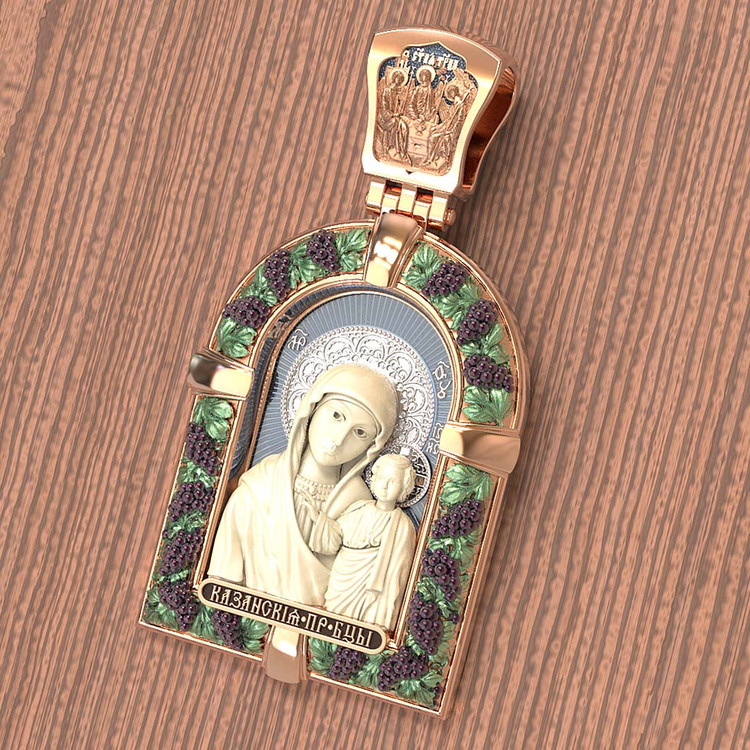 Образок из золота c эмалью и бивнем мамонта