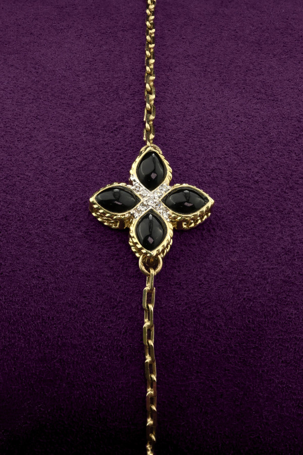 Браслет из лимонного золота c бриллиантами и ониксом