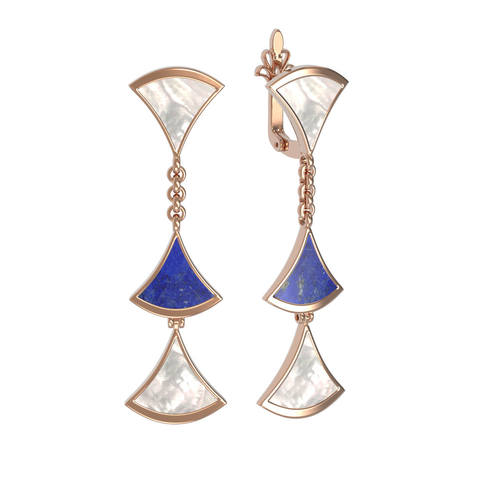 Серьги из золота c лазуритом и перламутром