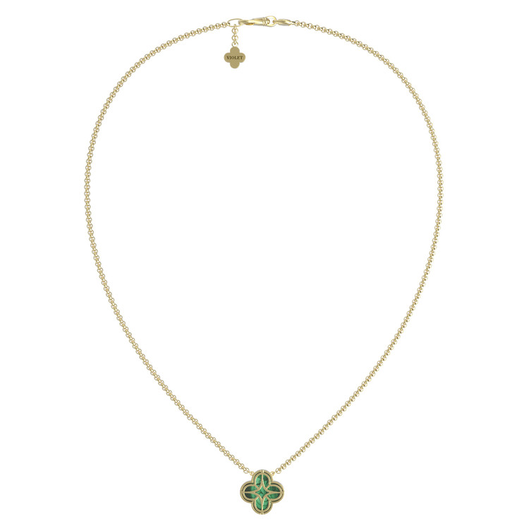 Колье из лимонного золота c бриллиантами и малахитом