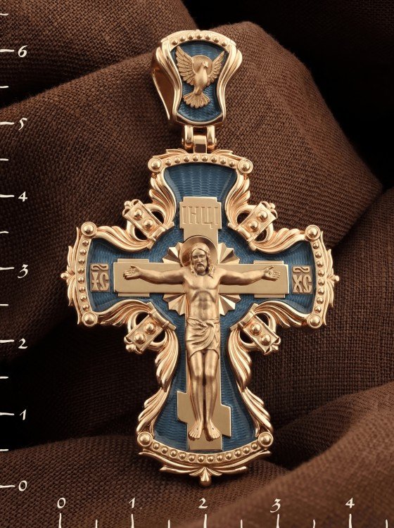 Крест из золота c эмалью