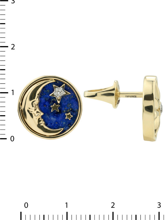 Серьги из лимонного золота c бриллиантами, лазуритом и перламутром