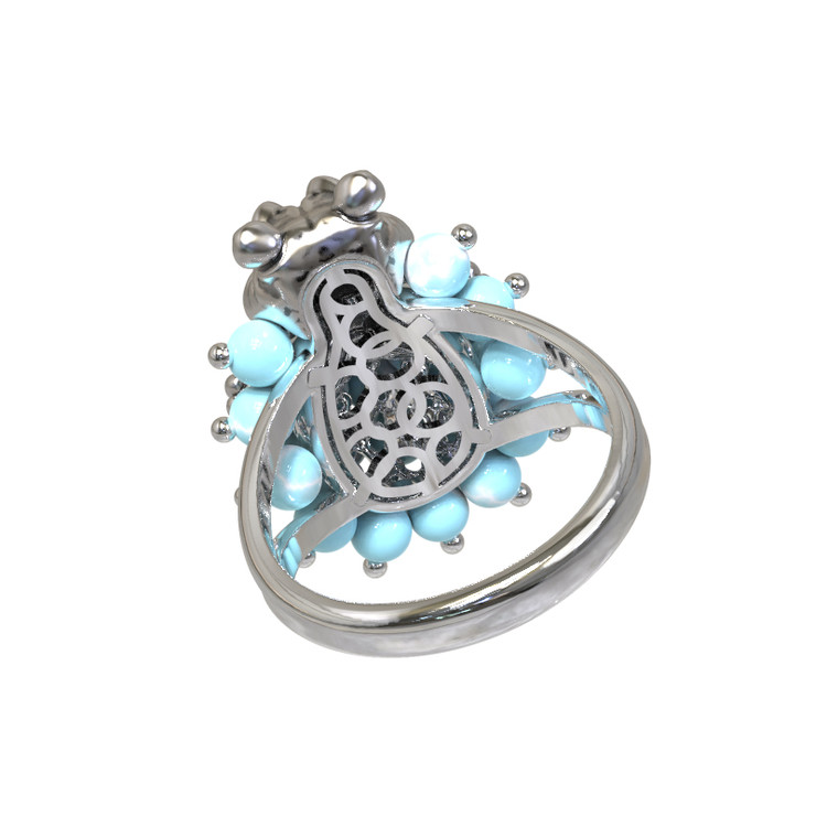 Кольцо из белого золота c эмалью и бирюзой