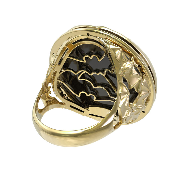 Кольцо из лимонного золота c эмалью и ониксом