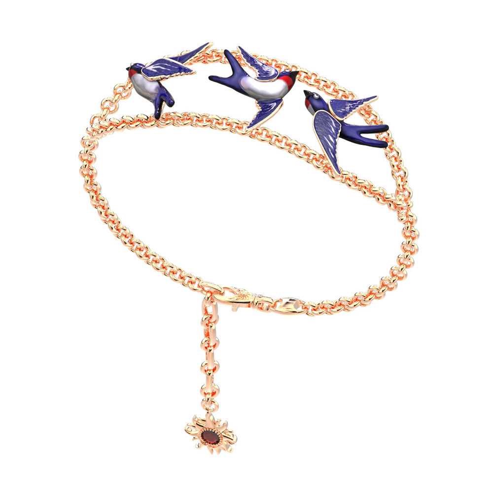 Браслет из золота c эмалью и рубином