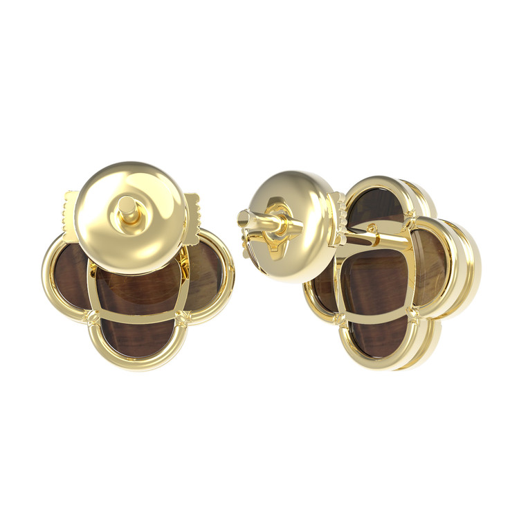 Серьги из лимонного золота c тигровым глазом
