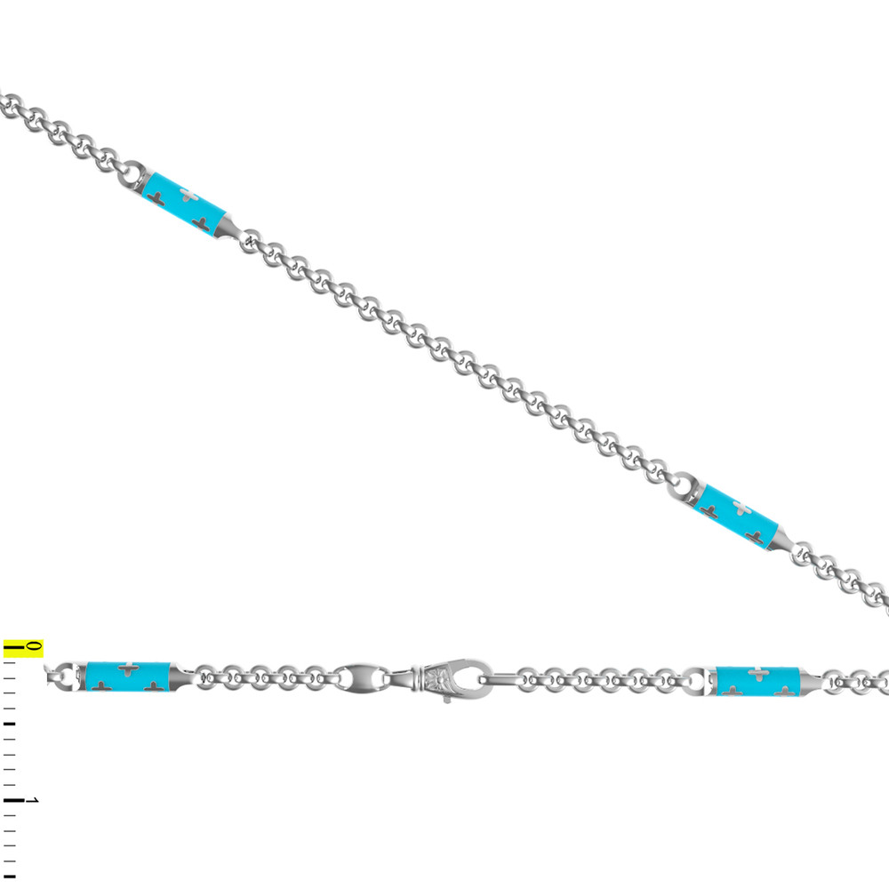 Цепь из белого золота c эмалью