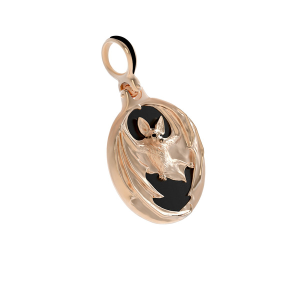 Подвеска из золота c эмалью и ониксом