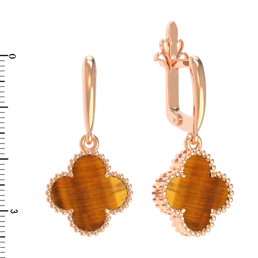 Серьги из золота c тигровым глазом