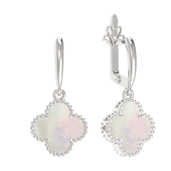 Серьги из белого золота c перламутром