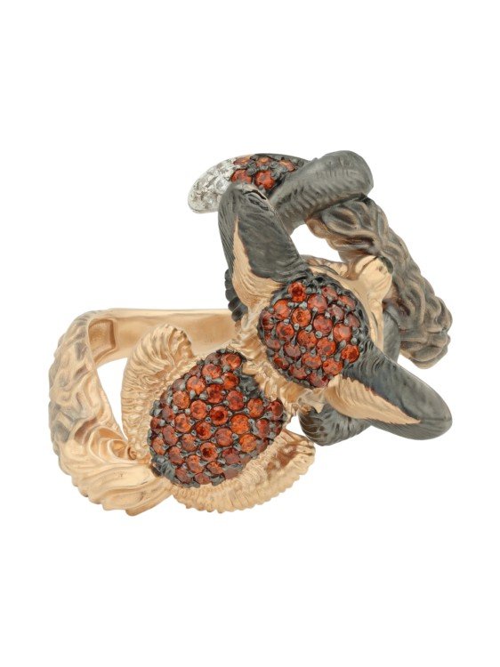 Кольцо из золота c эмалью и фианитом