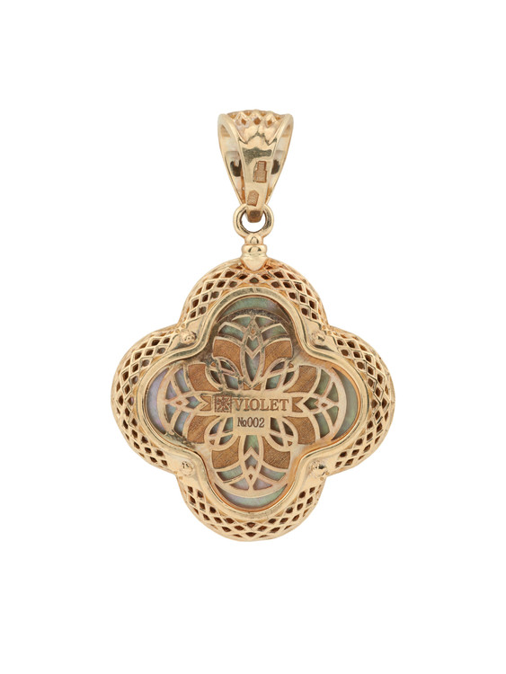 Подвеска из золота c эмалью и перламутром