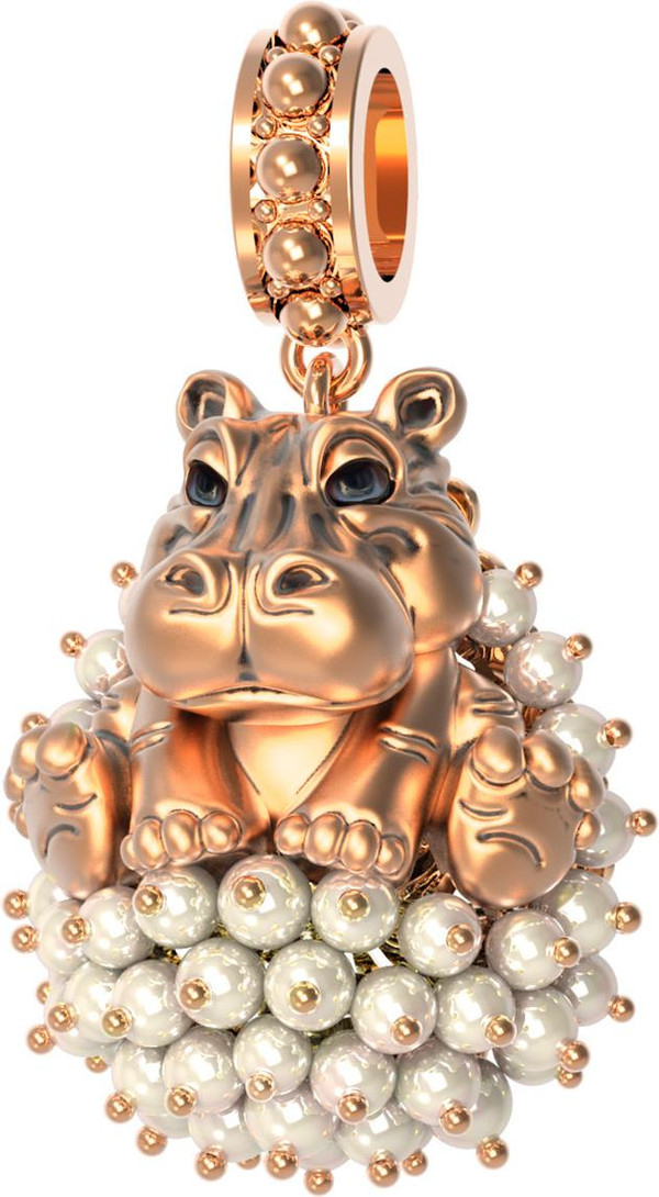 Подвеска из золота c эмалью и жемчугом