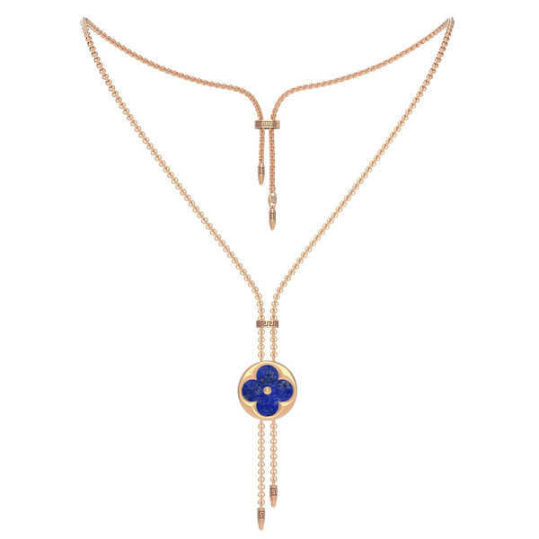 Колье из золота c лазуритом и перламутром