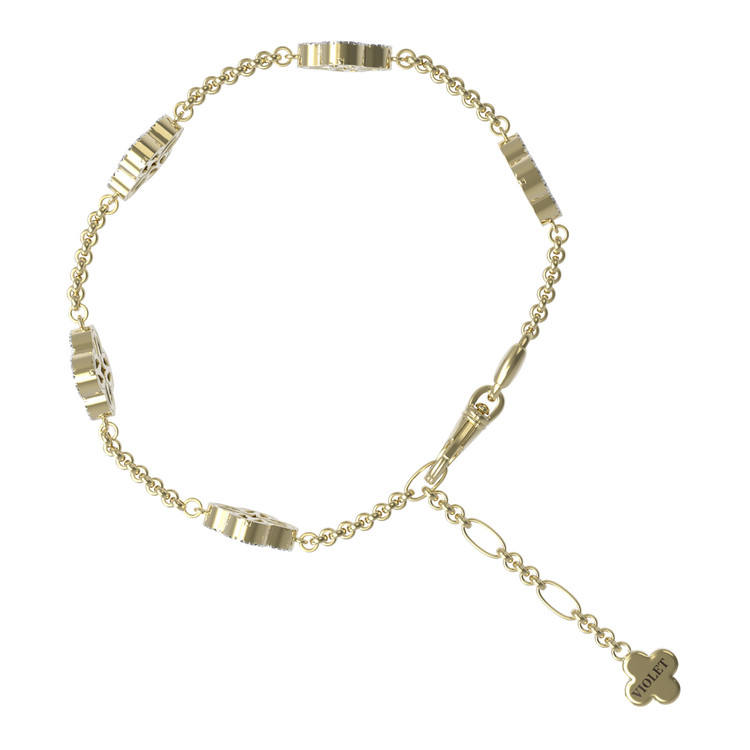 Браслет из лимонного золота c бриллиантами, лазуритом и перламутром