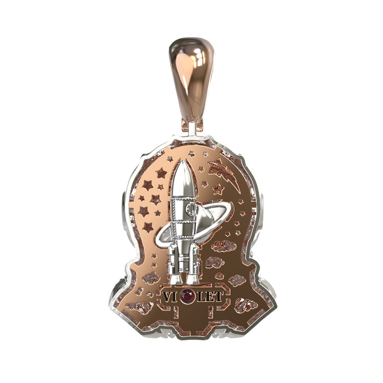 Подвеска из золота c эмалью, бриллиантами и рубином