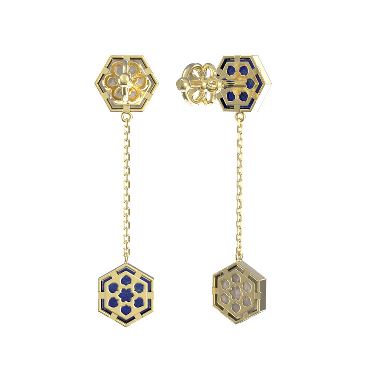 Серьги из лимонного золота c лазуритом и перламутром