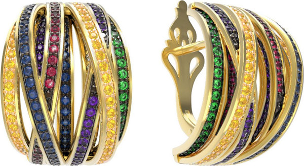 Серьги из лимонного золота c фианитом