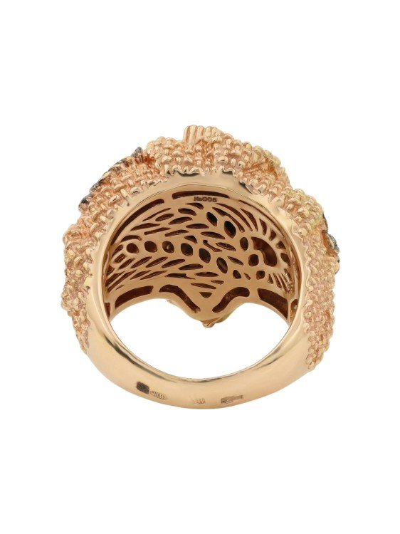 Кольцо из золота c эмалью и янтарём