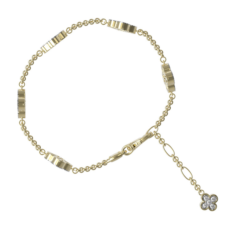 Браслет из лимонного золота c бриллиантами, лазуритом и перламутром