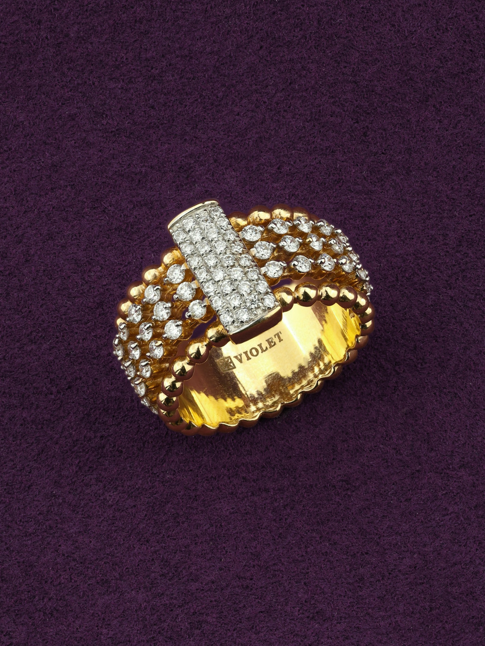 Кольцо из лимонного золота c бриллиантами